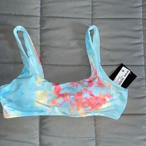 Multicolour scoop neck bikini top